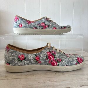 Hotter Mabel Canvas Comfort Sneaker Gray Floral Print Cotton Women’s US 10